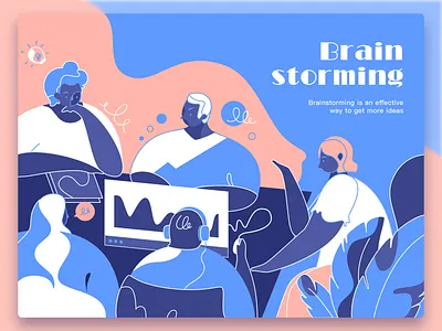 Brainstorming data design idea illustration man talking thingking ui women work