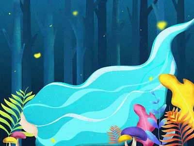 Forest girl card color daily digest forest illustration ui