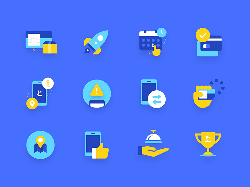 Lunar Icons app concierge icon set icons illustrations mobile payment rocket ui