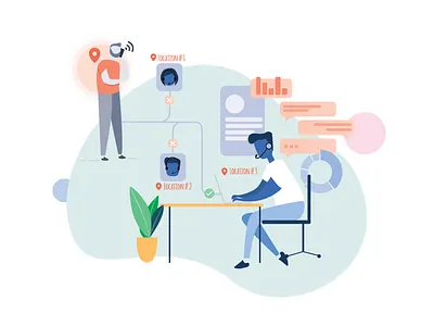 Voice Platform call call center caller character crm illustration routing sales support website