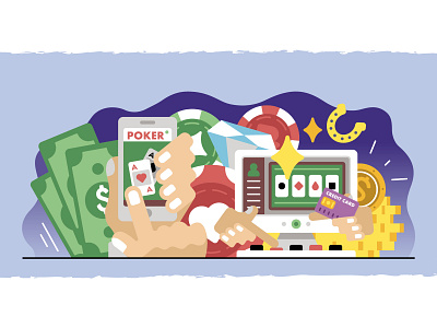 Online Poker 2d flat flat design gamble gambling illustration illustration design online game poker vector