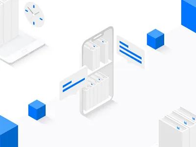 Book App Illustration app application audio blue book illustration mobile questionmark read reading ui ux design vector