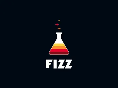 Fizz Logo Concept A chemistry fizz fizzy flask gradient logo stars vector