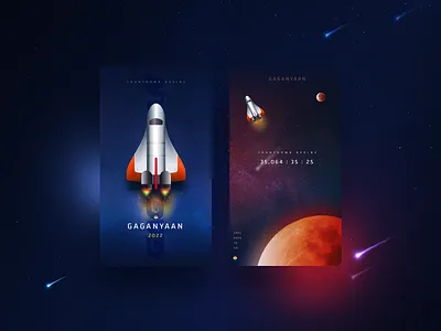 Gaganyaan 2022 animation business creative illustration mobile app mobile app design prototype space exploration spacecraft typography ui ux