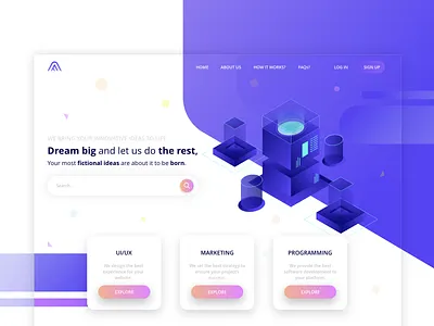 Isometric Design Landing page artwork design designer illustration landing page login logo ui user experience user interface ux vector web website