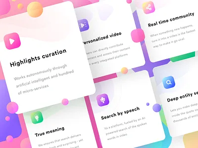 Features cards advert advertisement cards community gif idea movie play search share video web