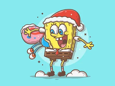 It's Winter Gary! 😋❄️ ☃️ cartoon cute dribbble flat gary icon illustration logo snail snow spongebob vector winter