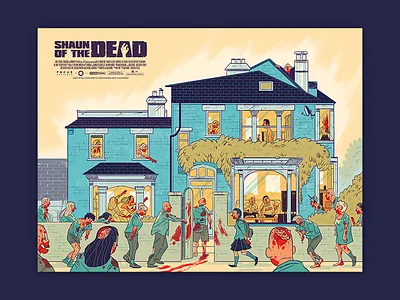 Shaun of the Dead Mondo Poster art character design design digital digital art drawing illustration ink line painting photoshop poster art print screen print