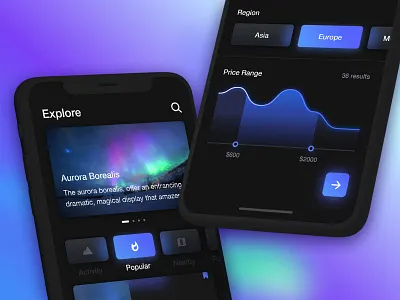 Illuminate app black clean dark dark app dark mode dark theme design interface lights minimal neon sleek ui ux