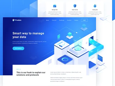 Prodata | Digital Data Website data digital icon illustration isometric landing page logo design management modern smart way website