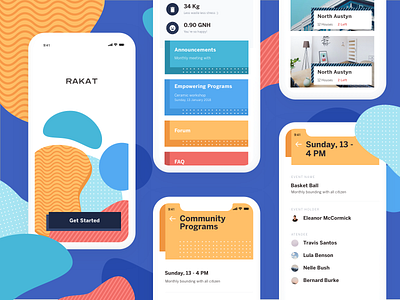 Cohousing Application - Exploration airbnb application community gradient home house illustration mobile application pattern property rent
