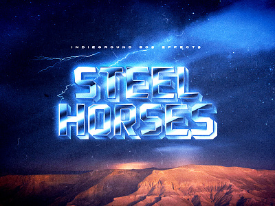 80s Photoshop Text Effects Vol.2 - No.5 1980s 80s chrome desert design logo metal mockup photoshop psd retro style synthwave template text effect typography vintage
