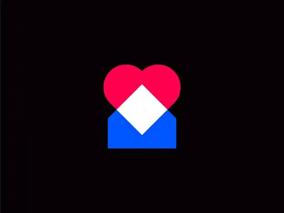 Heart & Home branding colorful futuristic heart home house icon logo logo design mark minimalist modern realty red blue color overlay overlap symbol technology