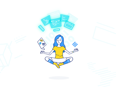 Skyrock Code Program Illustration blue clean code design futuristic illustration vector web website white yellow