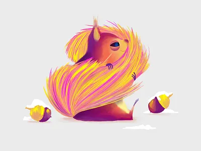 Colorful Christmas Critter, No. 03 colorful christmas critter illustration snow squirrel