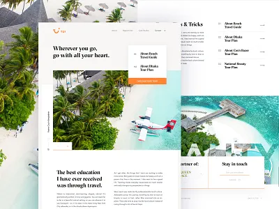 Tui Travel Landing Page Exploration - 02 grid inspiration travel landing page landing page concept landing page design landing page ui menu card minimal minimal travel blog mountains road trip tour guide tour plan travel travel agency travel blogger travel inspiration typography ui ux web design