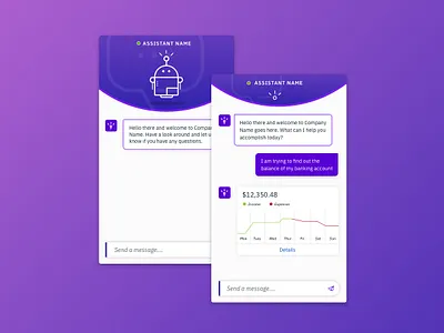 Watson Assistant Widget app conversational ui design gradient illustration message app ui