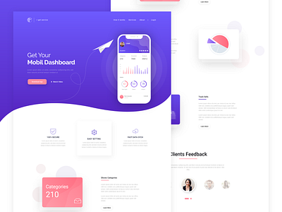 App Landing Page analysis app landing page clean landing page concept landing page design minimal modern pink purple responsive design ui ux designer user inteface