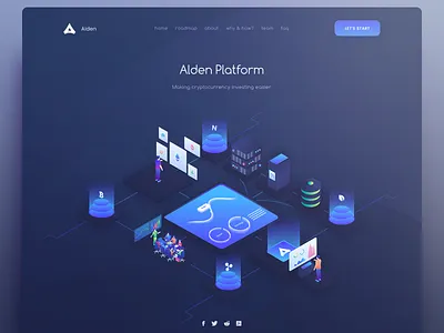 Landing page coin crypto cryptocurrency currency design google gui hero ico illustration image interface landing material page site token ui user web