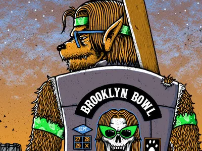 Brooklyn Brawler brooklyn concert poster creature diptych gigposter grungy hand drawn illustration illustration art poster poster art printmaking rock art rock poster screenprint silk screen the growlers werewolf