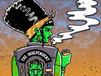 Bride of San Francistein creature diptych frankenstein gigposter greaser grungy hand drawn illustraiton illustration art monster poster poster art printmaking rock art rock poster san francisco screenprint silkscreen the growlers