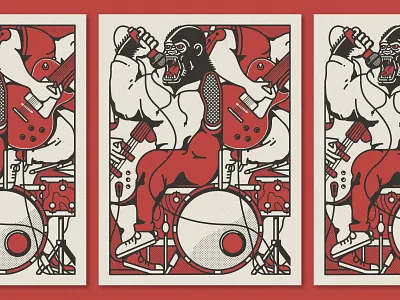 "Gorilla Youth" Afterhours Poster austin drums gorilla guitar illustration music punk