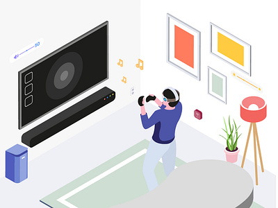 SmartThings Isometric Illustration 3d automatic control heater illustration isometric light remote smartdevice smarthome smarthouse smartroom smartthings voice