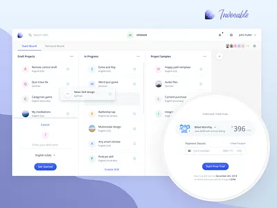 Invocable - Collaboration mode alexa builder collaboration constructor dashboard dashboard design desktop drag n drop echo show interface kanban kanban board purchase team board template builder text editor ui voice voice interface vui