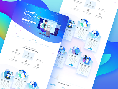 Online Exam Software - Home Page blue color design exam online software ui ux web
