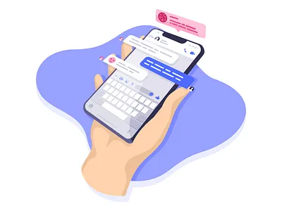 Hello Dribbble! debut first shot hand illustration message notification phone vector
