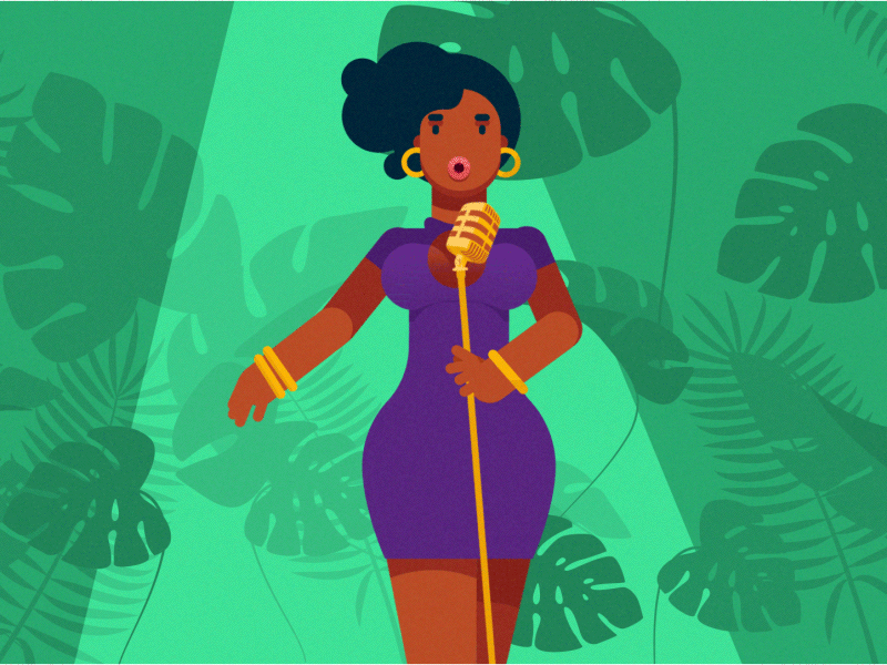 jazz girl 2d animation art design flat green