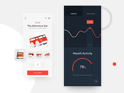 The Adventure Van app concept android app dashboard design ecommerce estore graph ios mobile statistic typography ui ux