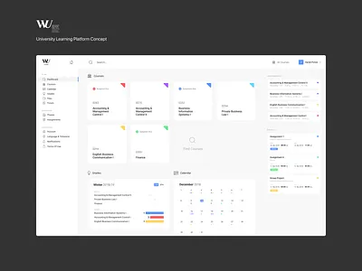 Learn@WU - UI Monday #2 assignments build calendar clean concept courses creativity dashboard design flat forum learn monday overview platform rework ui university ux work in progress