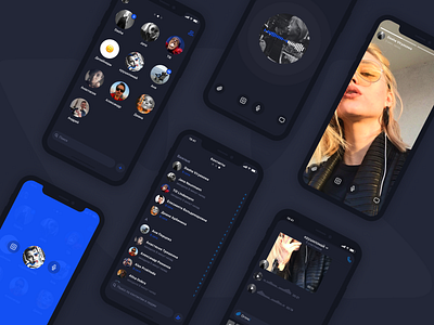 Vk Messenger App Concept app audio blue chat dark friends ios messenger video vk