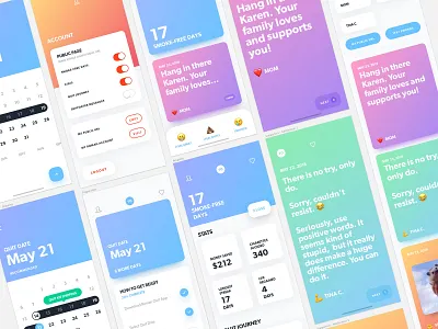 Zero by Ro: Mobile Concepts 4 cessation gradient health ios men mobile quit smoking ui ux zero