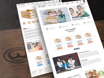 E-shop with a wood DIY boxes box brand color design diy ecommerce eshop identity lady nature typography webdesign woman wood