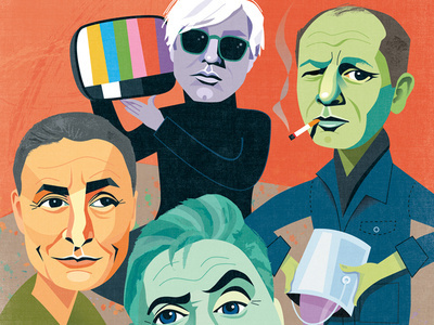 Mid Century Artists caricature digital entertainment graphic illustration portrait portraits retro stylized