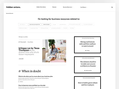 Hidden Onions — Resource Page blog editorial minimal typography