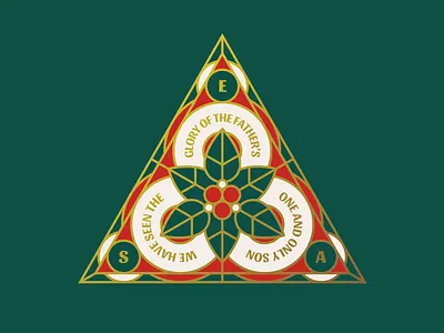 We Have Seen the Glory badge christmas gift gold holly initials present tag triangle