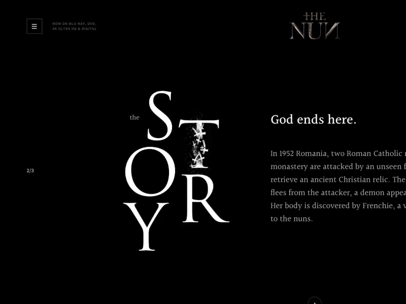 The Nun Movie Website developer html5 interaction landing text title typografy webgl