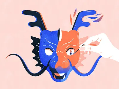 Eyes lit | 画龙点睛 chinese chineseidiom design dragon flat fourchars hiwow idiom illustration light vector