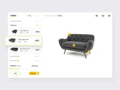 Toolset - products customization application customization design designer interface platform product ui ux web