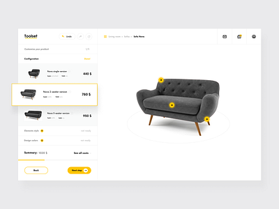 Toolset - products customization application customization design designer interface platform product ui ux web