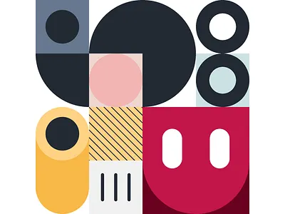 Mickey 90th Anniversary by Mindshape abstract anniversary art black circle color composition design disney graphic illustration mickey mickey mouse primitive red shape white yellow