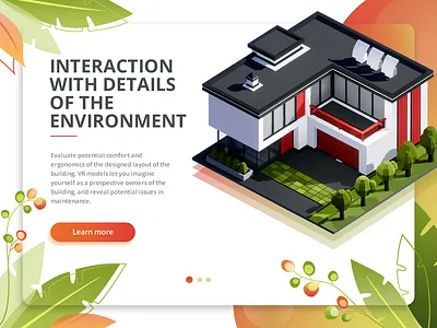Concept future building building design design gradient green house illustration isomatric landing page orange typography ui website