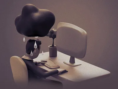 Hey Axel - Another tired Manager 3d illustration retro slide deck