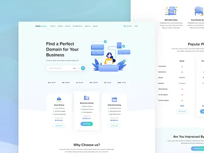 Homepage - Host Canyon android ios app dashboard b2b saas sass b2c blockchain cryptocurrency corporate agency service domain hosting pricing support email form interface icon kit experience popular trending google analytics statistics homepage ui ux design illustrations user interface typography layout concept web landing page website