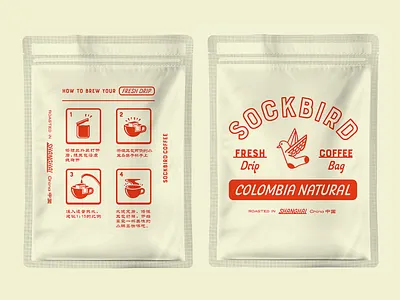 Sockbird Fresh Drip Brewing Instructions asia branding brewing china coffee craft design icon identity illustration label lettering logo minimal packagedesign packaging retro typography usa vintage