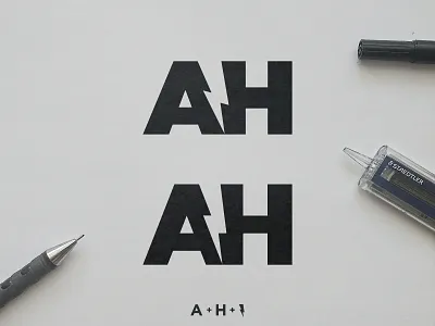 Alex Horncliff - Logo Concepts a h monogram initials ah clever letters black and white bold and electric brand brand identity branding icon design identity designer lettermark lightning bolt logomark logotype designer negative space negative space logomark personal trainer logo sketch process smart mark typography volt symbol