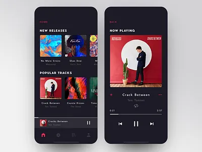 Music App Interface app design app ui app ux apple application application design application ui clean creative dark app interface interface design ios minimal minimalistic music music app product song ui ux